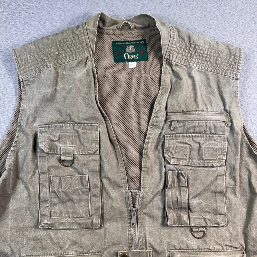 VTG Orvis Utility Vest Men‎ XL Brown Fishing Hunting Pockets Outdoor Adventure